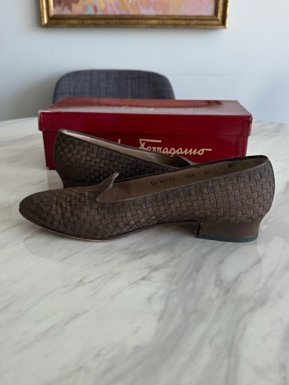 Vintage Salvatore Ferragamo Regale Woven Loafers 9.5 AA w/ Box - Picture 5 of 7